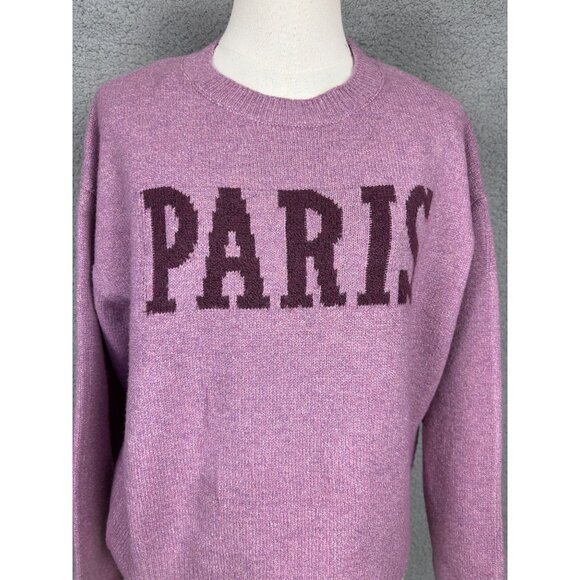 Hooked up by Iot Juniors' "It Girl" Paris Crewneck Sweater Purple Size Small NWT - Picture 2 of 8